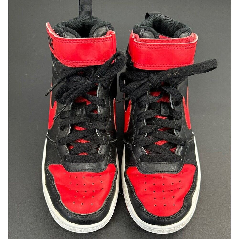 Nike Court Borough Mid Youth 5 Red Black Basketball Shoes Sneakers - Picture 2 of 9